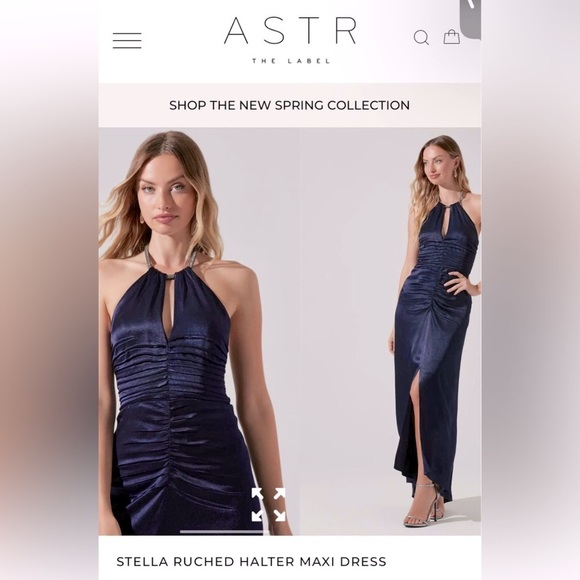 ASTR Dresses & Skirts - ASTR The Label Navy Ruched Halter Formal Gown Dress Size XL